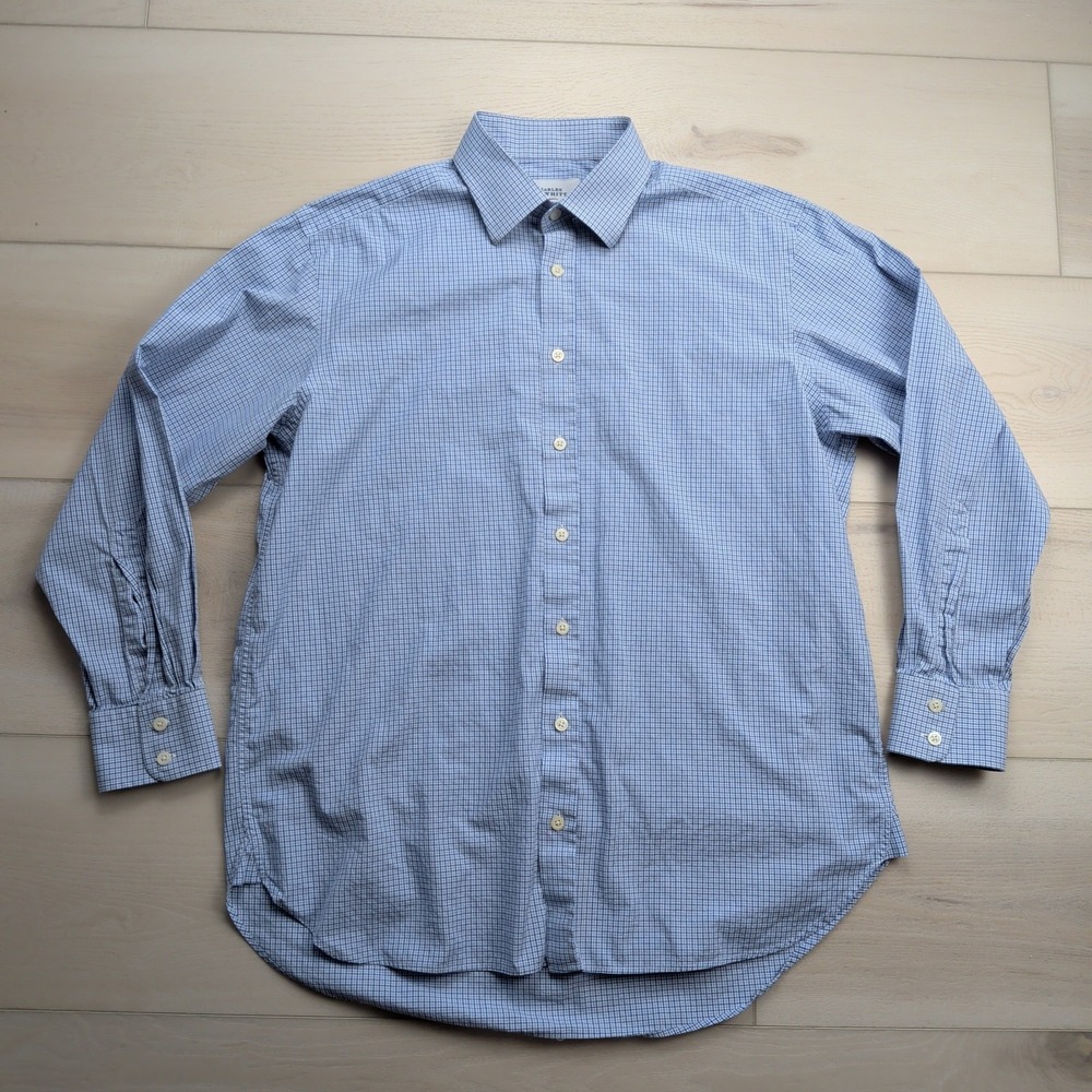 Charles Tyrwhitt Dress Shirt Mens 16.5 33 Classic Fit Blue Check Long‎ Sleeve